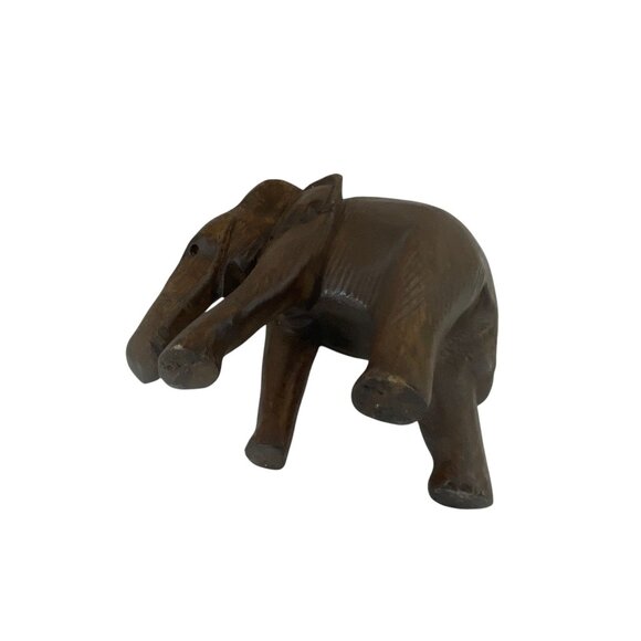 Hand-Carved Wooden Elephant Figurine Home Decor - Picture 7 of 8